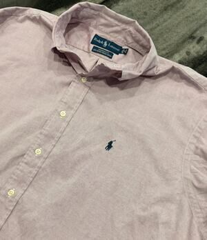 Polo Ralph Lauren Yarmouth 17 34/35 Pink Pinpoint Oxford Dress Shirt Button Down